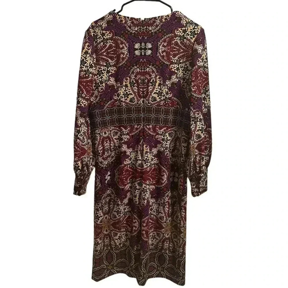 Chico’s Medallion Floral Print Long Sleeve Dress Size Medium - Picture 1 of 5